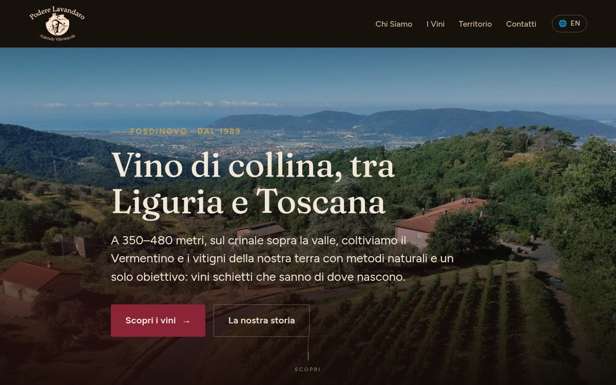 Schermata del sito Podere Lavandaro